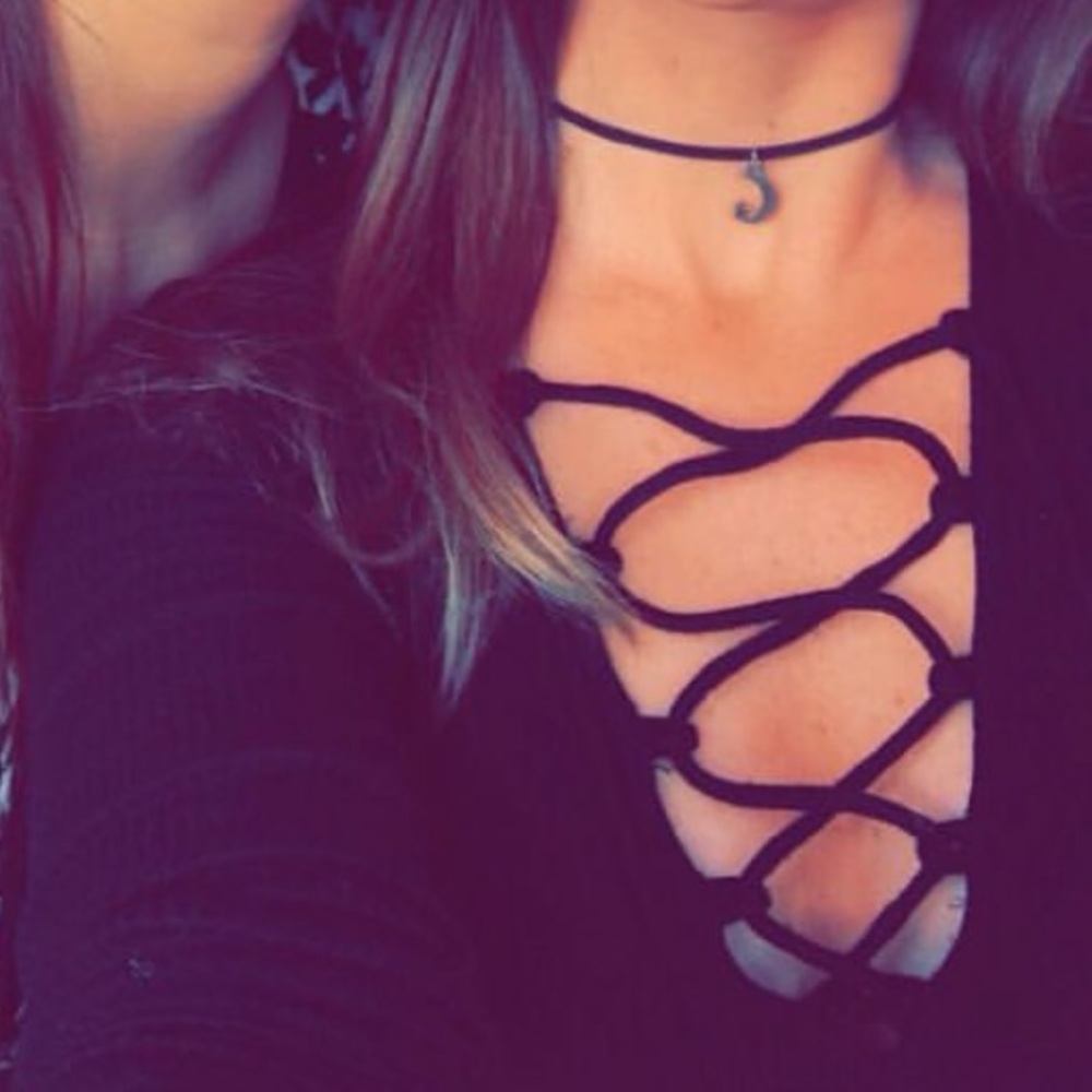 Lace up long sleeve tee